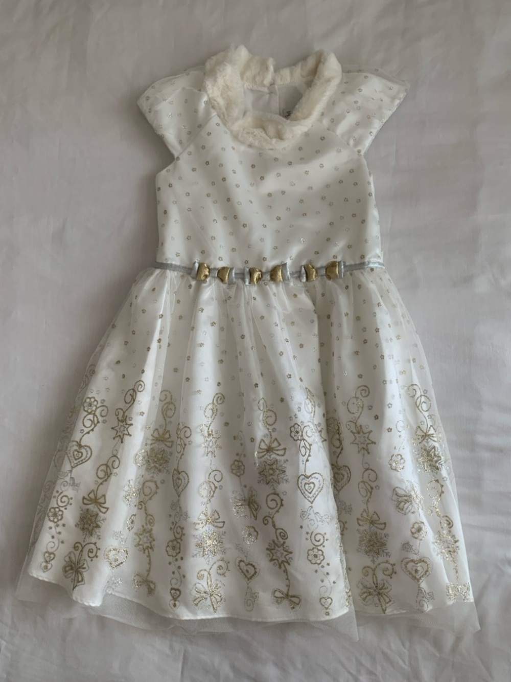 Jona Michelle Style CO3377: Ivory Gold Glitter Snowflake Dress - Picture 3 of 12